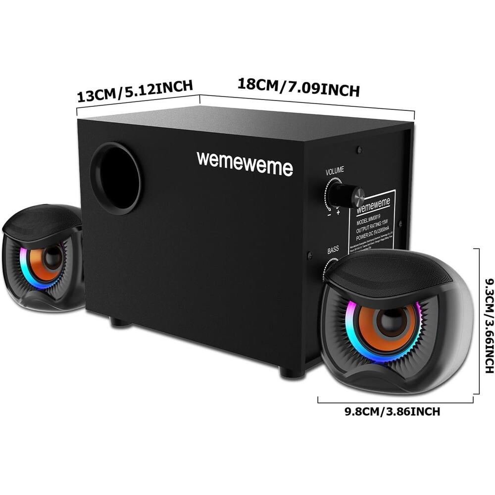 Computer Speakers, PC Speakers with Subwoofer, 2.1 Gaming Speakers for Desktop - Picture 7 of 7
